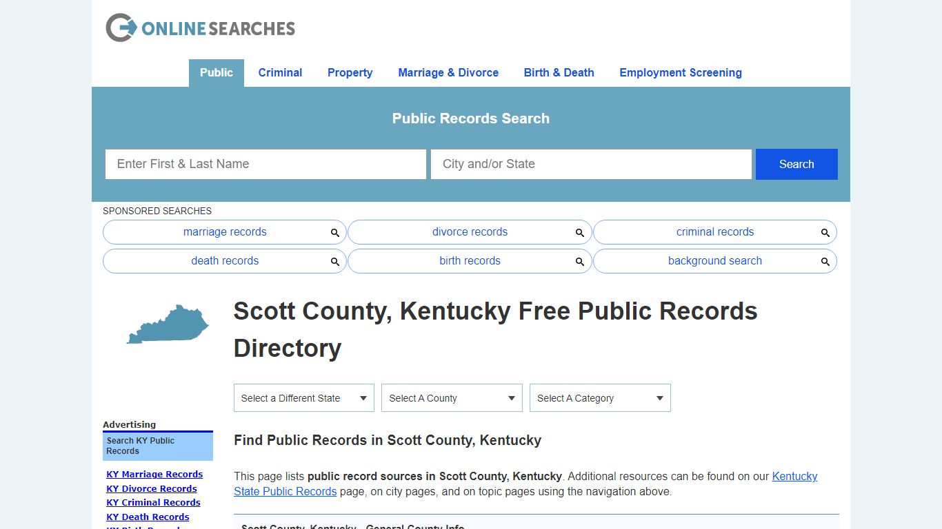 Scott County, Kentucky Public Records Directory - OnlineSearches.com