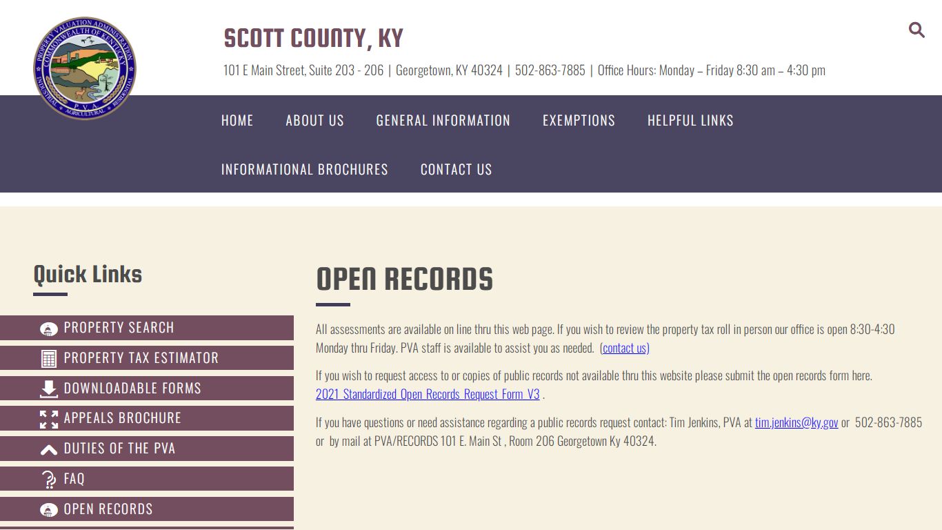 OPEN RECORDS – Scott County, KY