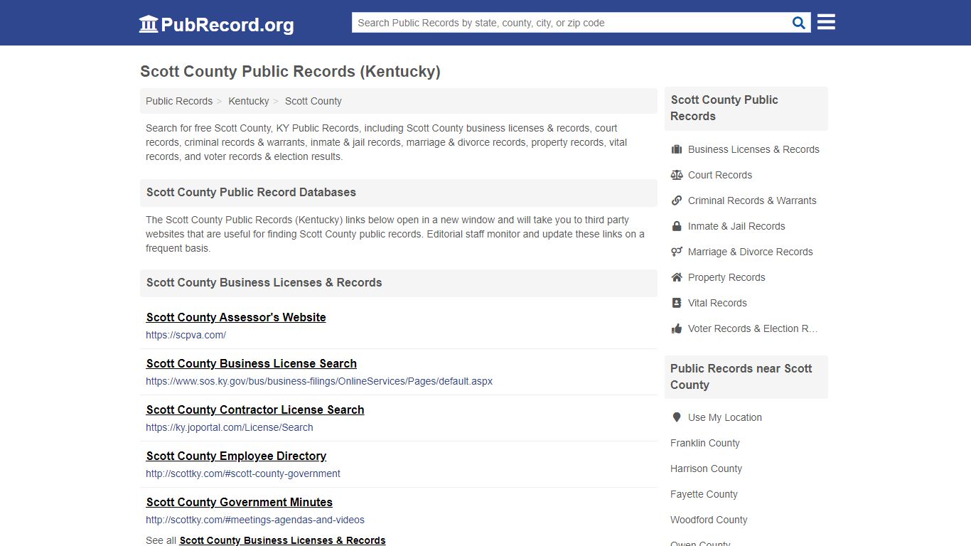 Free Scott County Public Records (Kentucky Public Records)